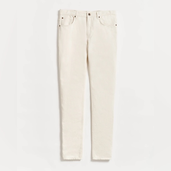 Billy Reid Cotton Linen 5 Pocket Pant, Eggshell, 33x30 - Picture 1 of 9